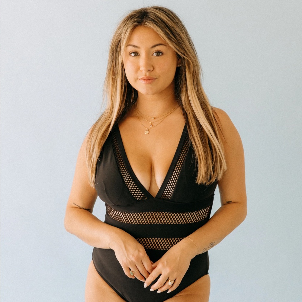 Angelina Black Mesh Swimsuit